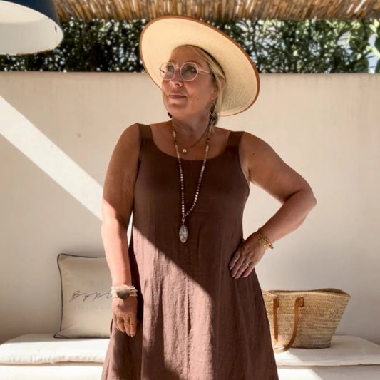 DRESS LINEN, MADDALENA - COFFEE