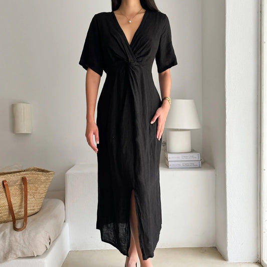 DRESS LINEN, COLLINS - BLACK