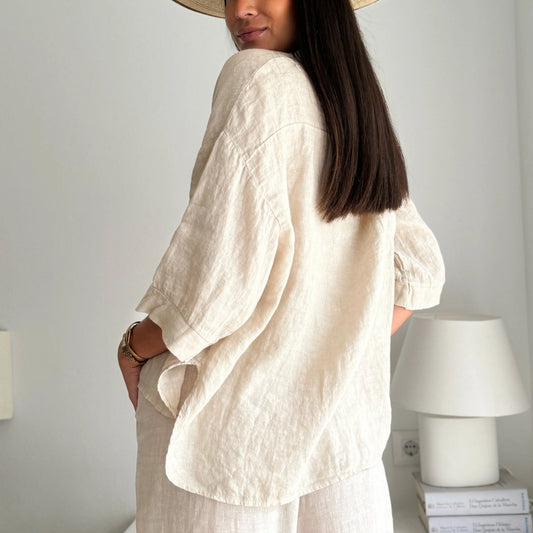 BLOUSE LINEN, SUNNY JUNE - SAND