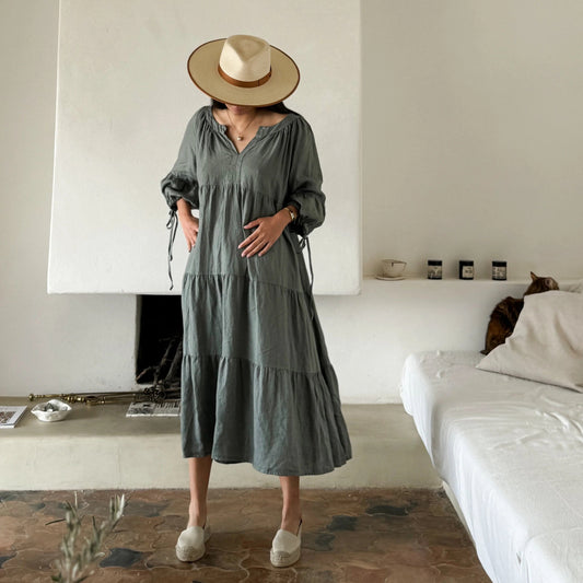 DRESS LINEN, SUMMER DAY - CAMO