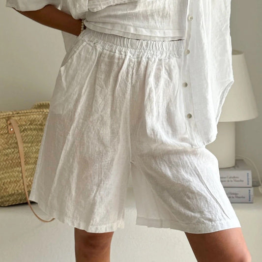 SHORTS LINEN, RIVIERA - WHITE