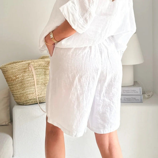 SHORTS LINEN, RIVIERA - WHITE