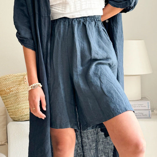 SHORTS LINEN, RIVIERA - NAVY