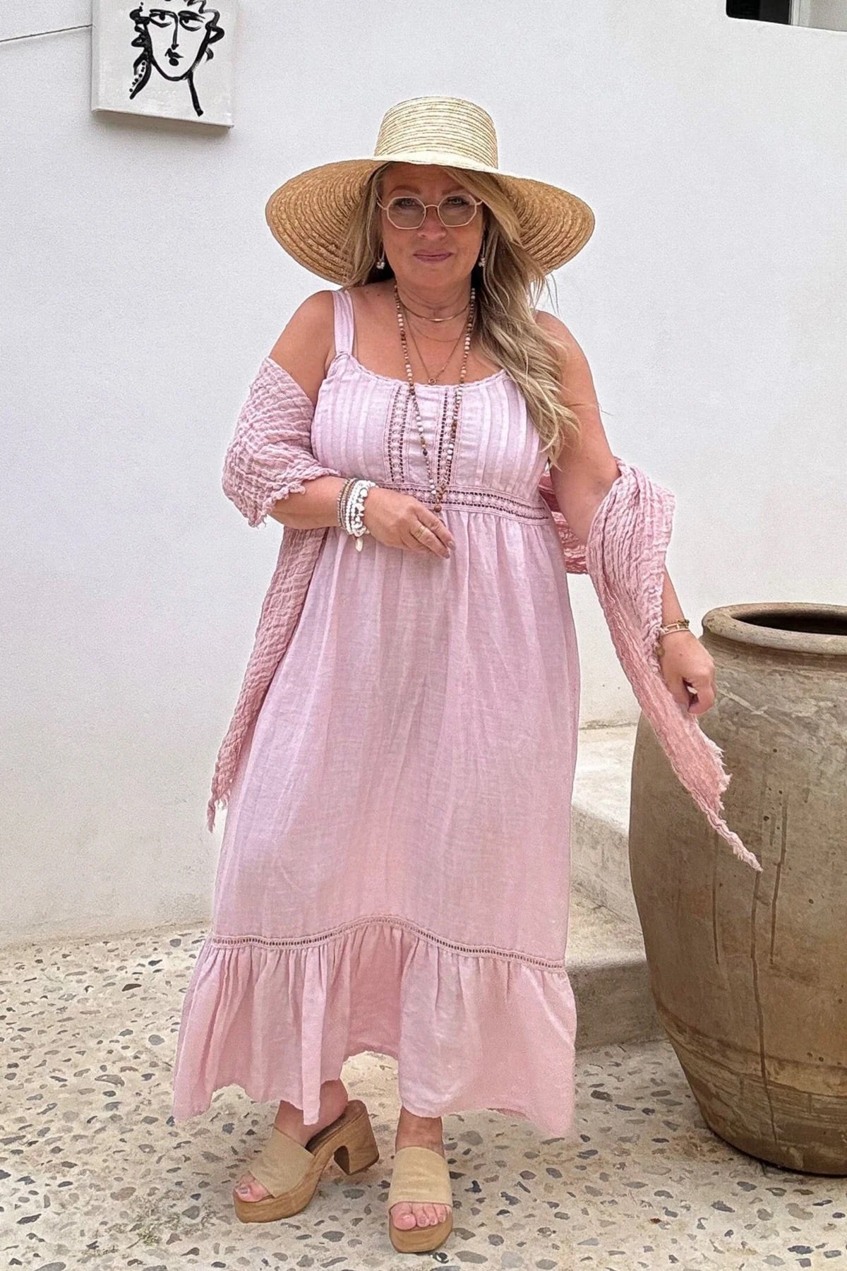 DRESS LINEN, ROSABEL - LIGHT PINK