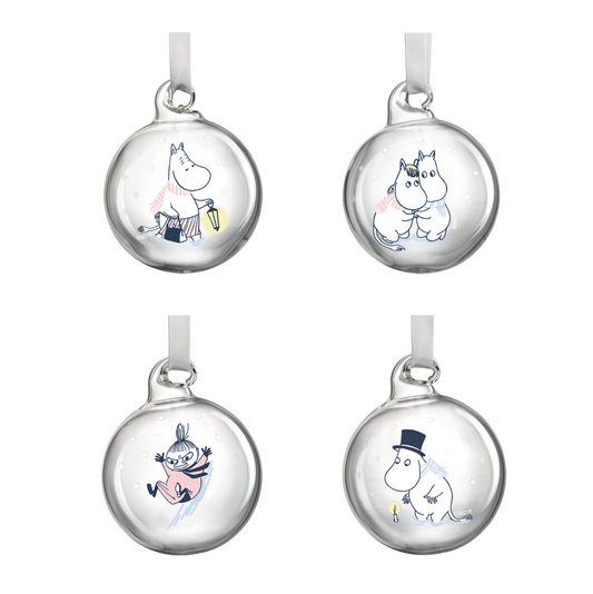 MOOMIN GLASS BAUBLE - LET IT SNOW, SET OF 4