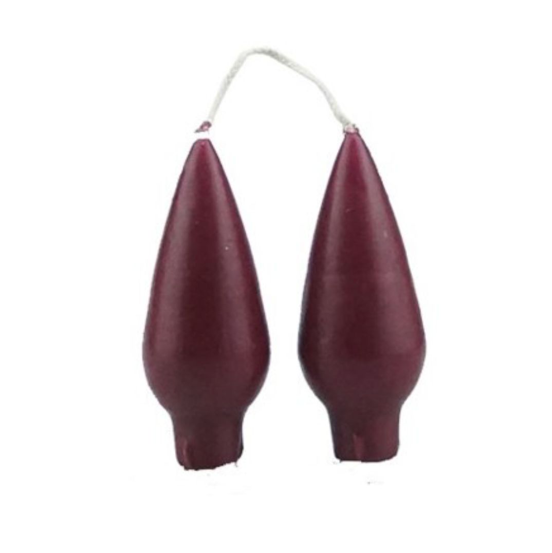 DANISH CANDLE, DROP SHAPE - BURGUNDY, SMALL