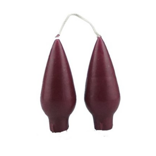 DANISH CANDLE, DROP SHAPE - BURGUNDY, SMALL