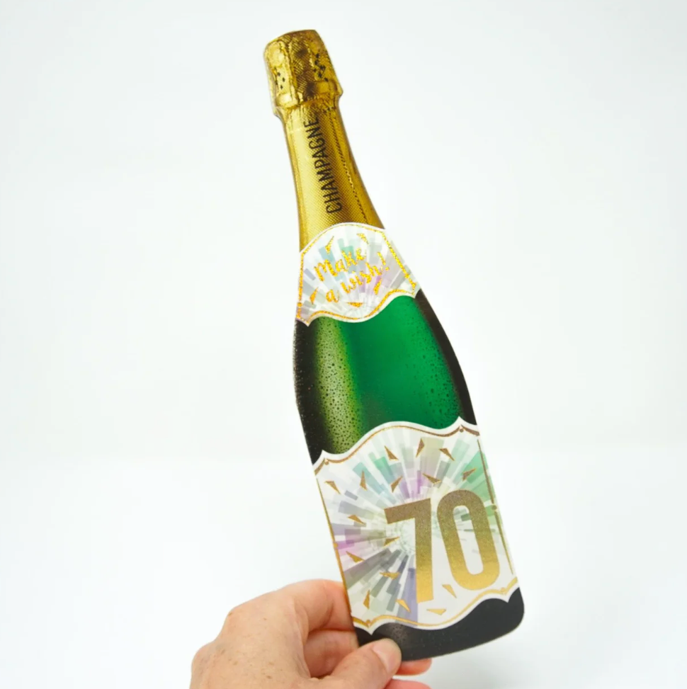 CHAMPAGNE CARD - HAPPY BD AGE 70
