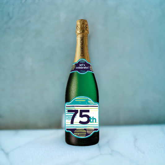 CHAMPAGNE CARD - HAPPY BD AGE 75