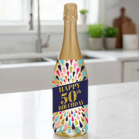 CHAMPAGNE CARD - HAPPY BD AGE 50