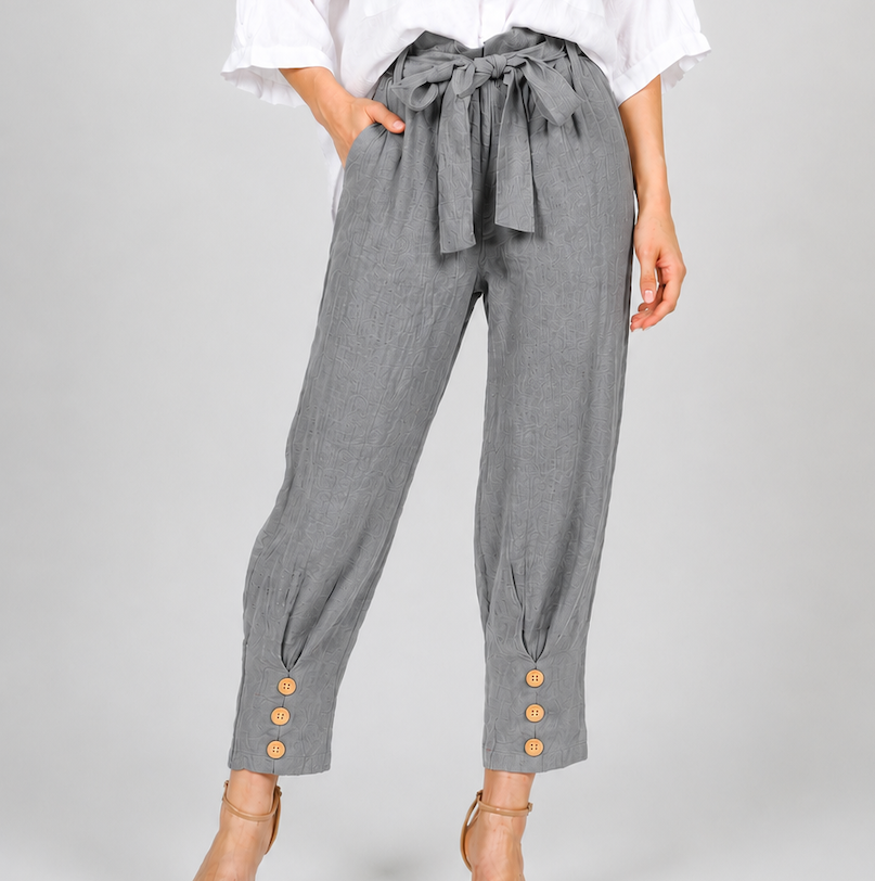 PANTS, LINEN - GRAY