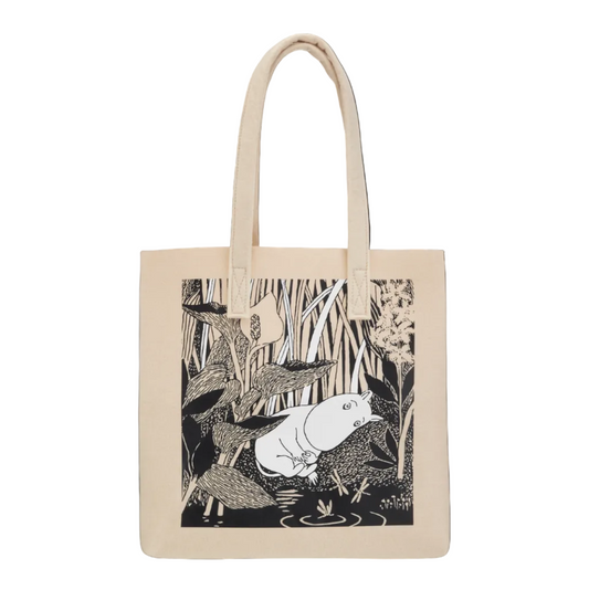 MOOMIN TOTE BAG - THE POND, BEIGE/BLACK