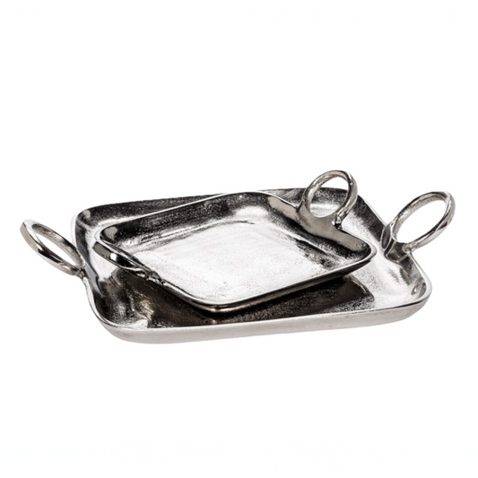 TRAY, W/RING HANDLES - NICKELPLATED