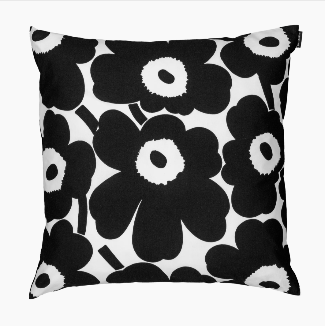MARIMEKKO PILLOW CASE, UNIKKO - BLACK/WHITE