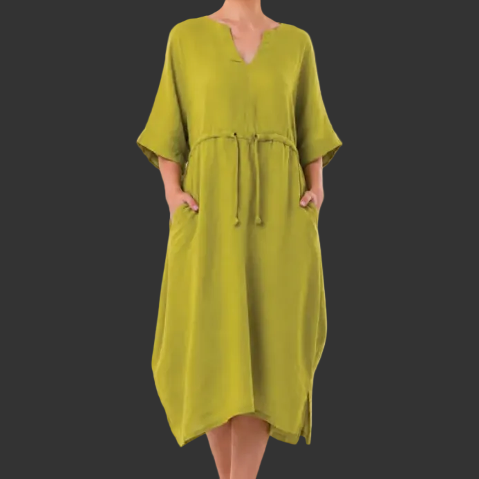 DRESS, LINEN - PISTACHIO