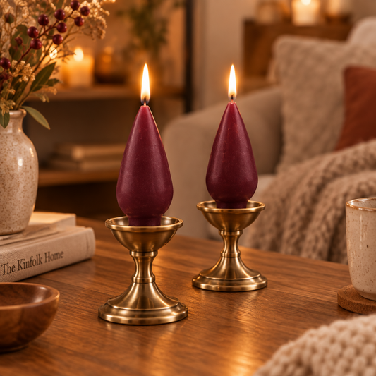 DANISH CANDLE, DROP SHAPE - BURGUNDY, SMALL