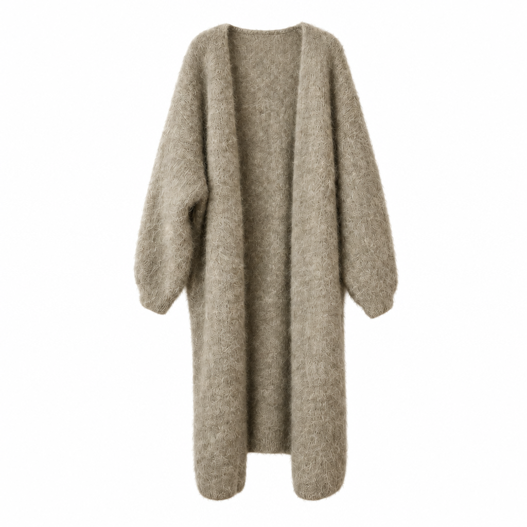 CARDIGAN, LONG - KID MOHAIR, TAUPE