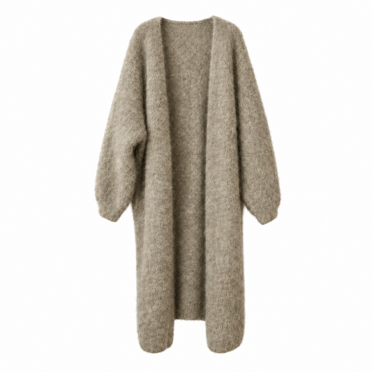CARDIGAN, LONG - KID MOHAIR, TAUPE