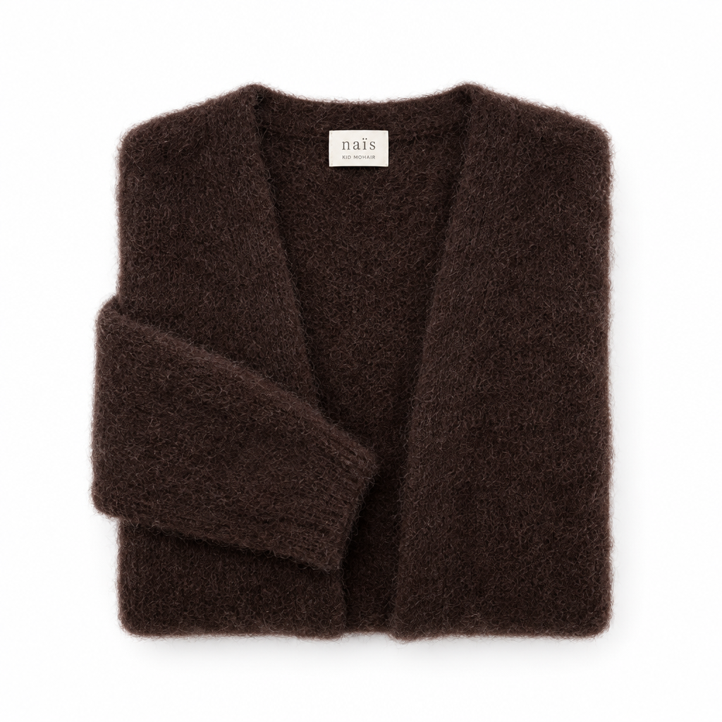 CARDIGAN, LONG - KID MOHAIR, CHOCOLATE