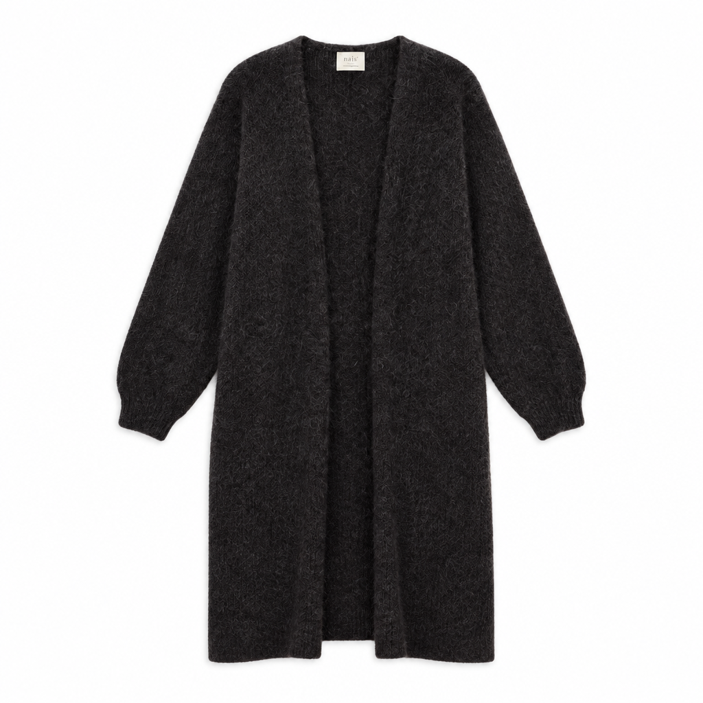 CARDIGAN, LONG - KID MOHAIR, CHOCOLATE