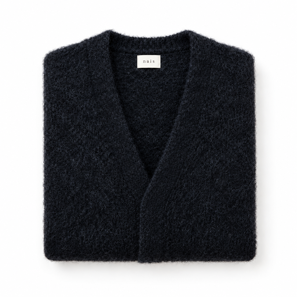 CARDIGAN, LONG - KID MOHAIR, BLACK