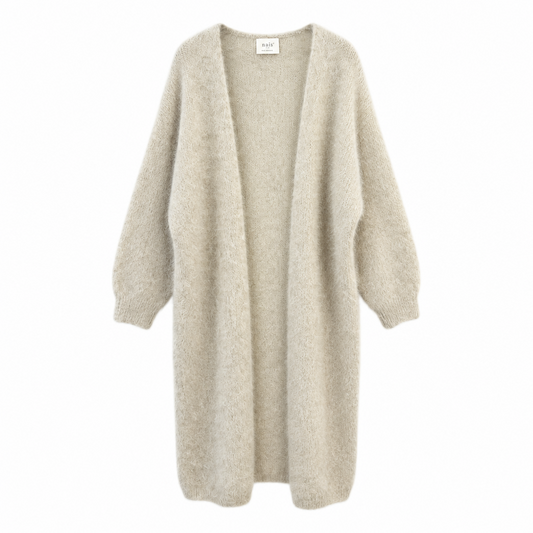 CARDIGAN, LONG - KID MOHAIR, BEIGE