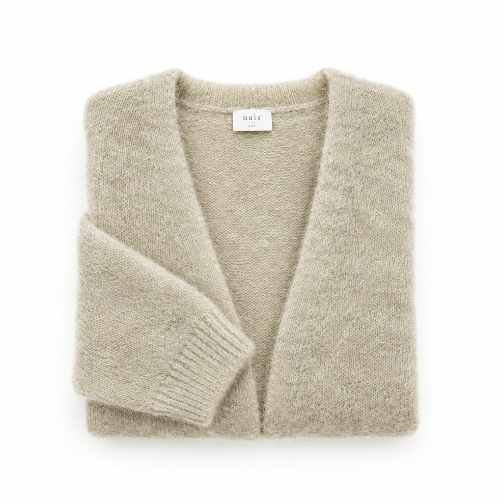 CARDIGAN, LONG - KID MOHAIR, BEIGE