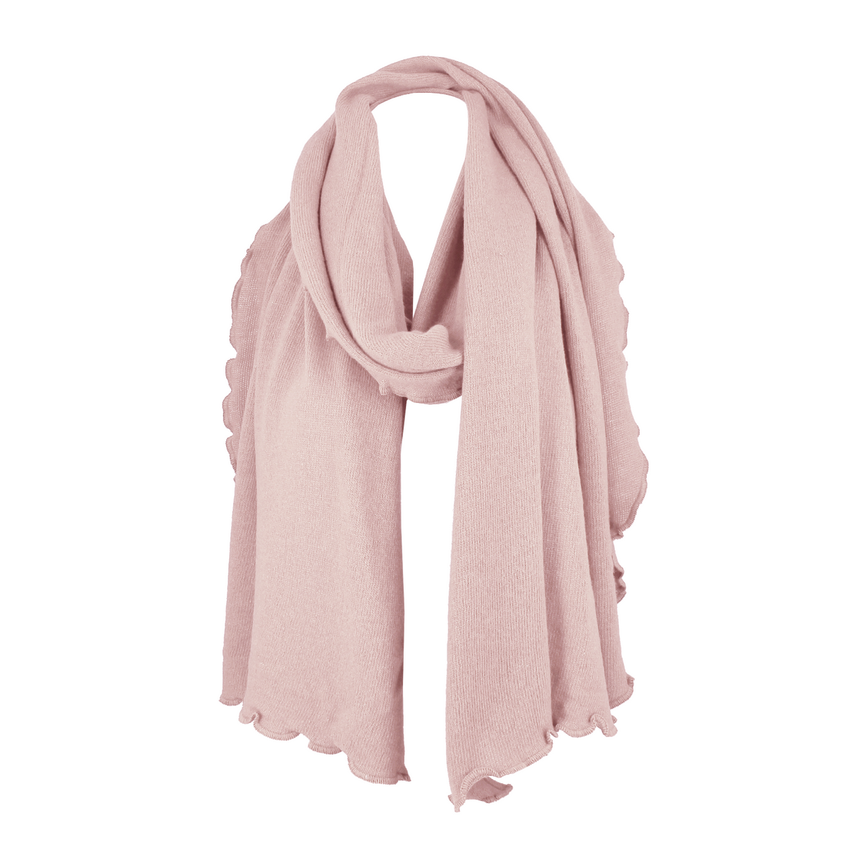 SCARF, RUFFLE EDGE - MERINO/CASHMERE, PINK
