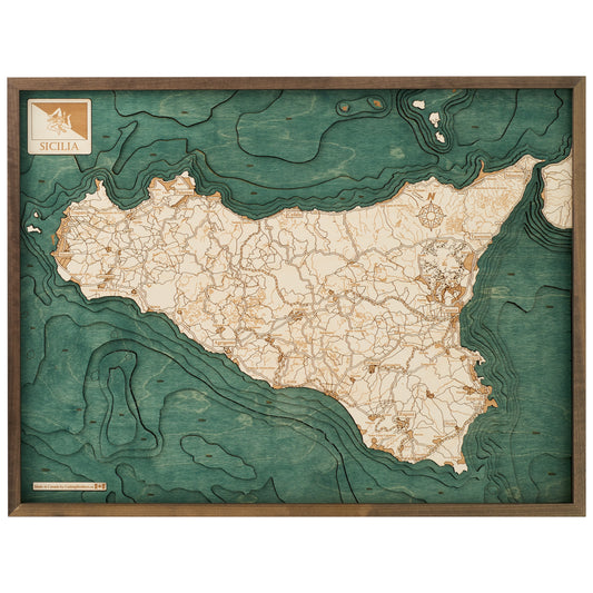 MAP, FRAMED - SICILY (L)