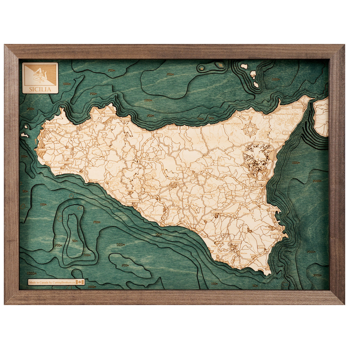 MAP, FRAMED - SICILY