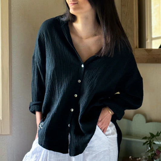 SHIRT COTTON, SOFTNESS - BLACK