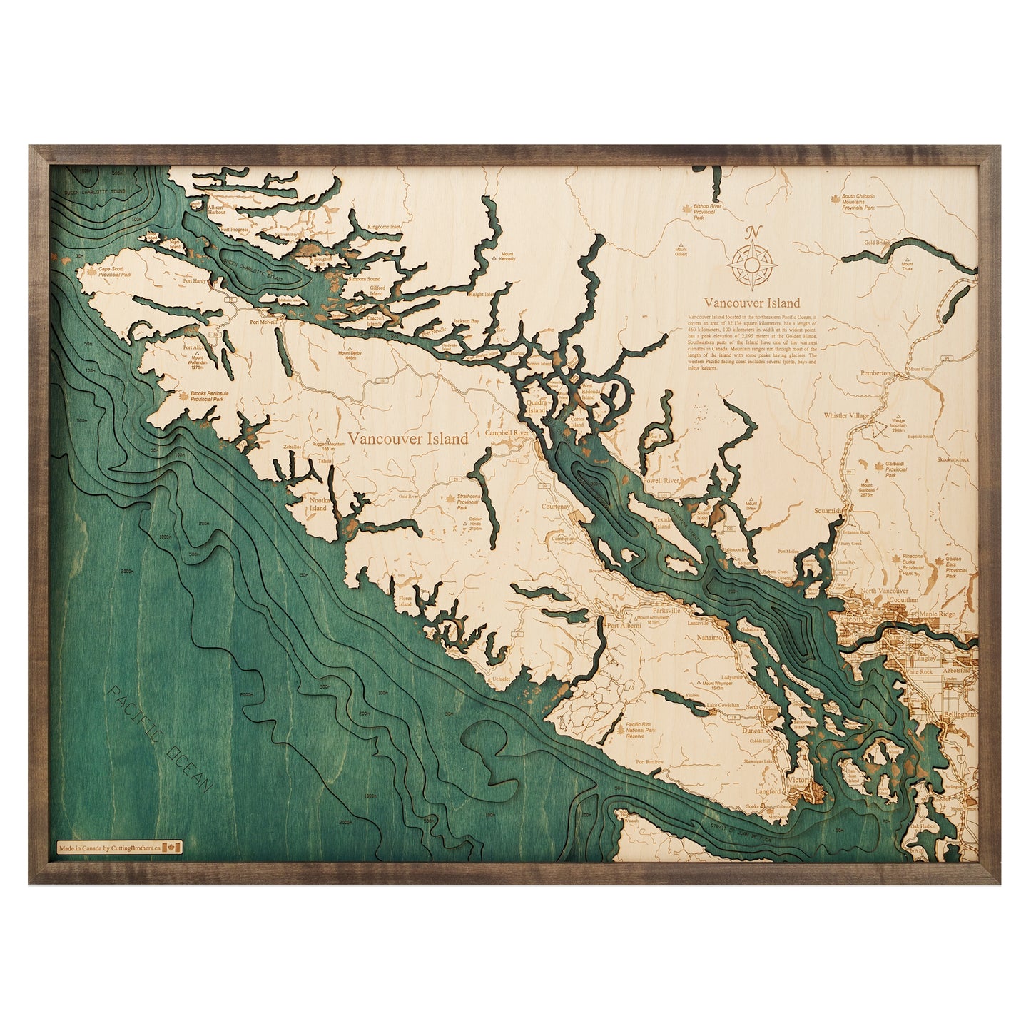 MAP, FRAMED - VANCOUVER ISLAND
