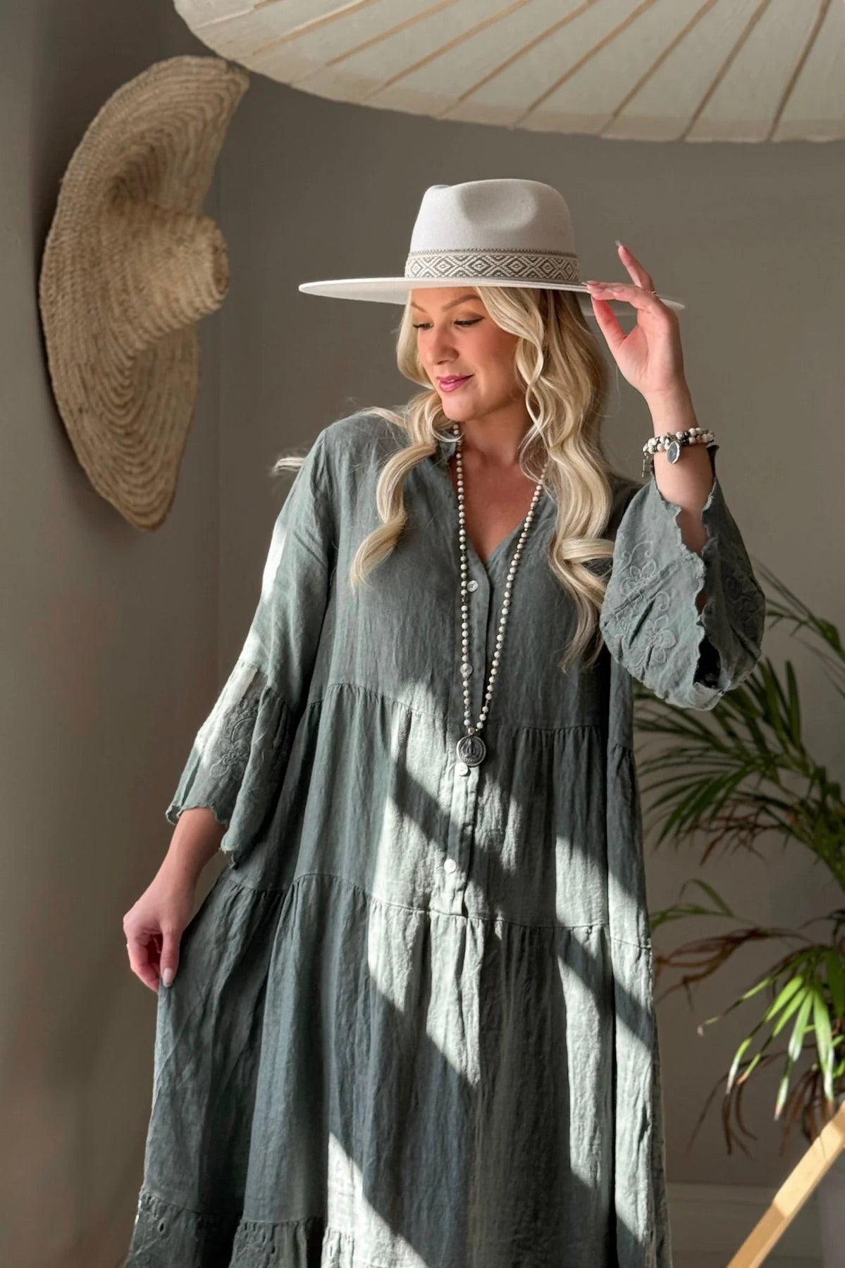 DRESS LINEN, VIONNE - CAMO