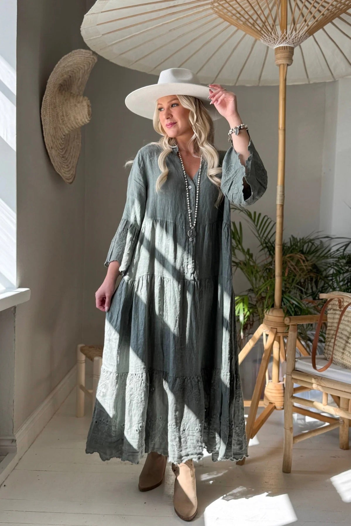 DRESS LINEN, VIONNE - CAMO