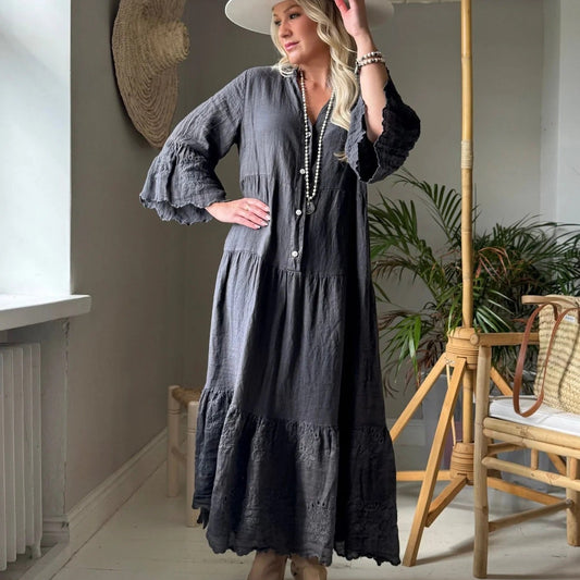 DRESS LINEN, VIONNE - SMOKE