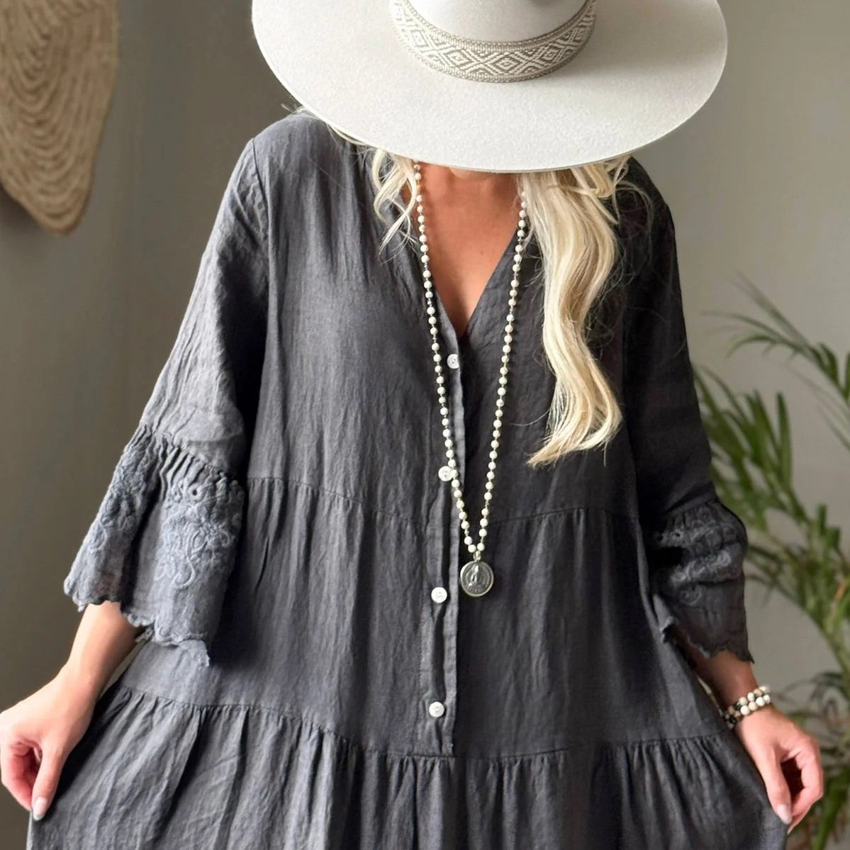 DRESS LINEN, VIONNE - SMOKE