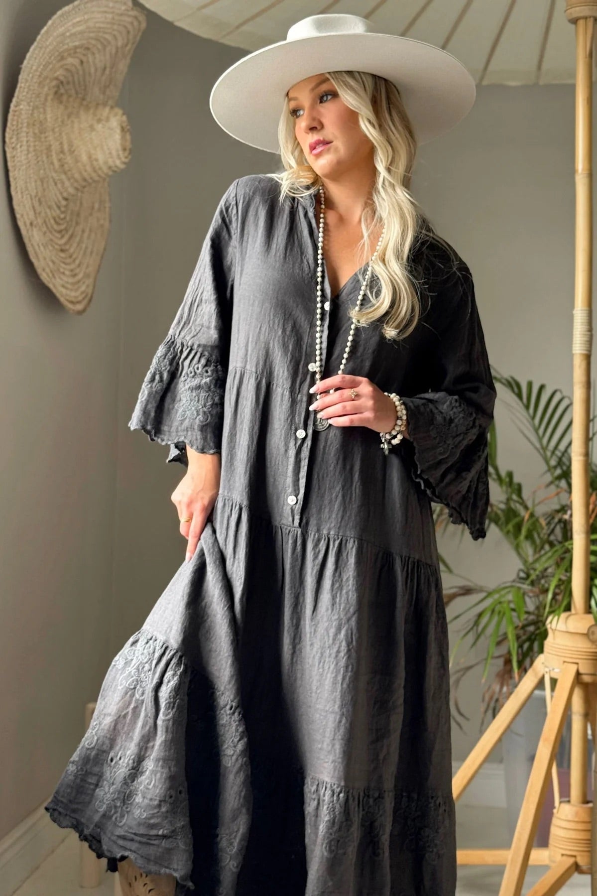 DRESS LINEN, VIONNE - SMOKE