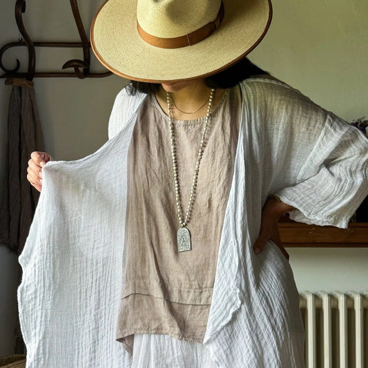 TOP NOLA, LINEN - SILVERPINK