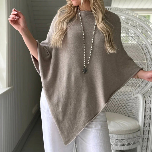 PONCHO, ZELIE - VISCOSE, TAUPE