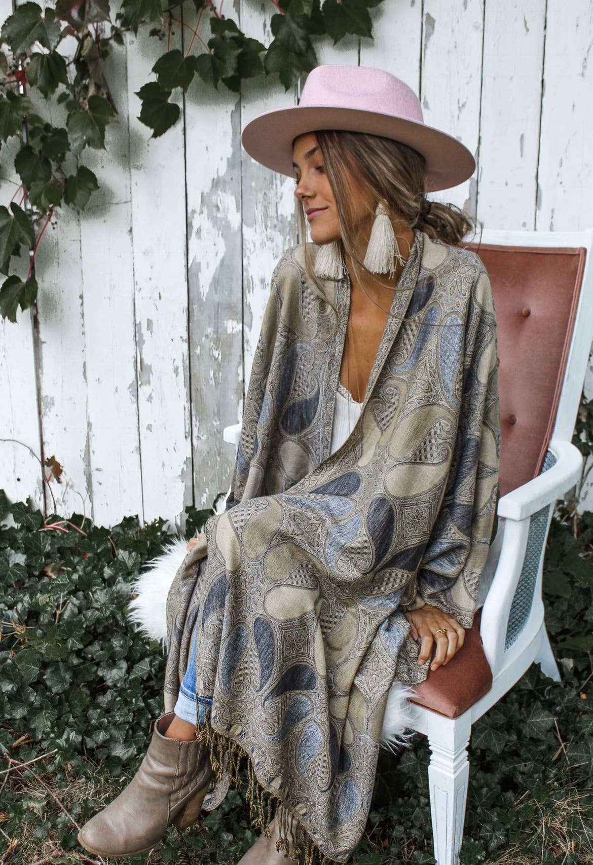 KIMONO, PATCHWORK PAISLEY - LINEN BEIGE