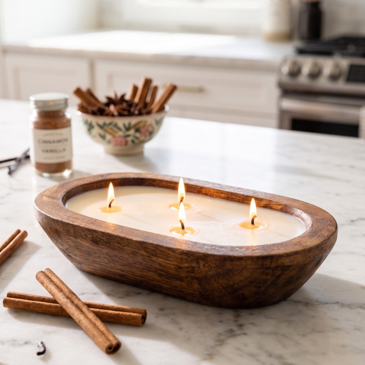 OVAL DOUGH BOWL CANDLE - CINNAMON SPICE