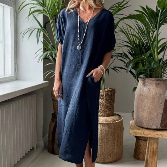 DRESS LINEN, AYUMI - NAVY
