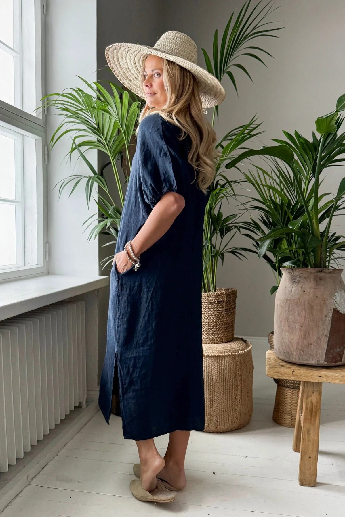 DRESS LINEN, AYUMI - NAVY