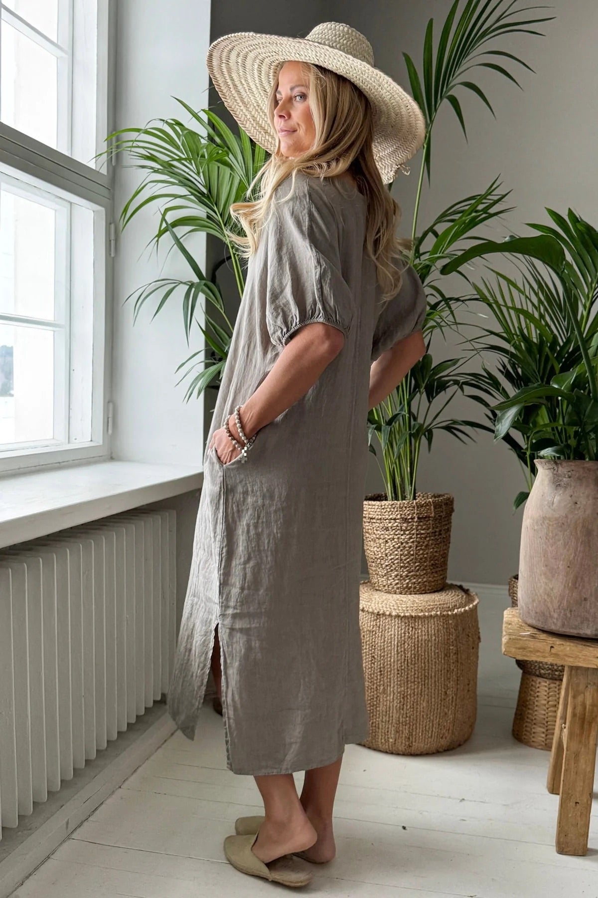 DRESS LINEN, AYUMI - TAUPE