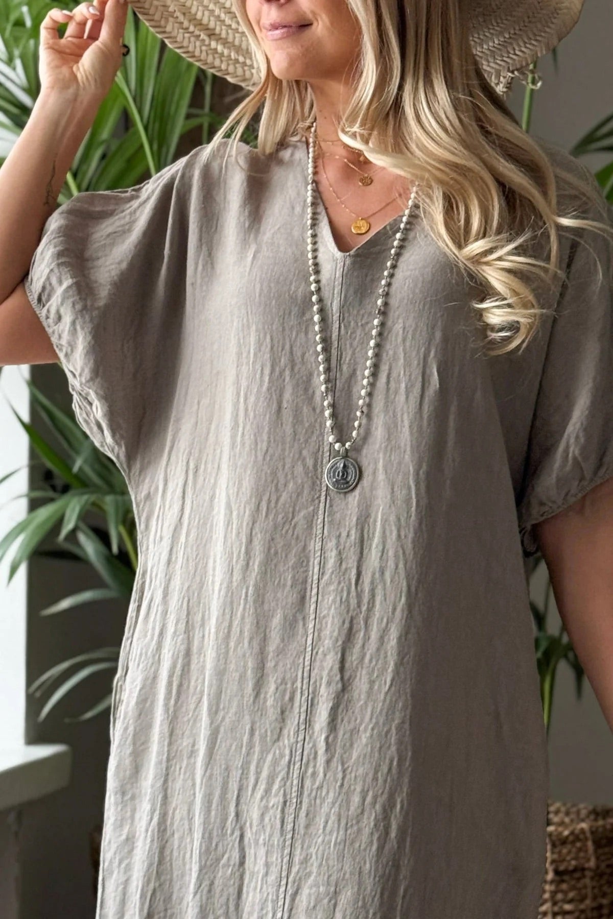 DRESS LINEN, AYUMI - TAUPE