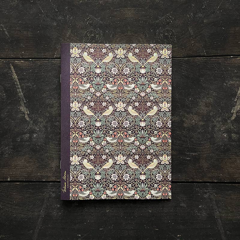 NOTEBOOK, WILLIAM MORRIS - STRAWBERRY THIEF PATTERN