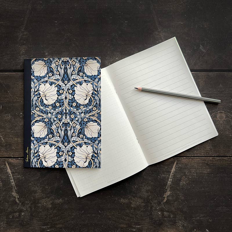 NOTEBOOK, WILLIAM MORRIS - PIMPERNEL, DARK BLUE