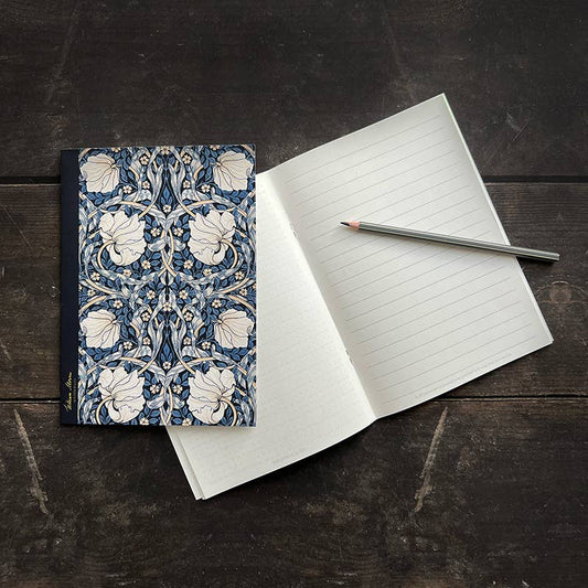 NOTEBOOK, WILLIAM MORRIS - PIMPERNEL, DARK BLUE