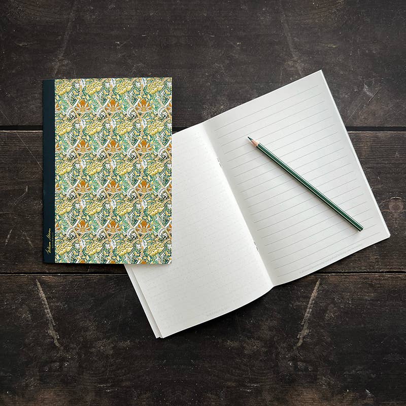 NOTEBOOK, WILLIAM MORRIS - WINDRUSH PATTERN, GREEN