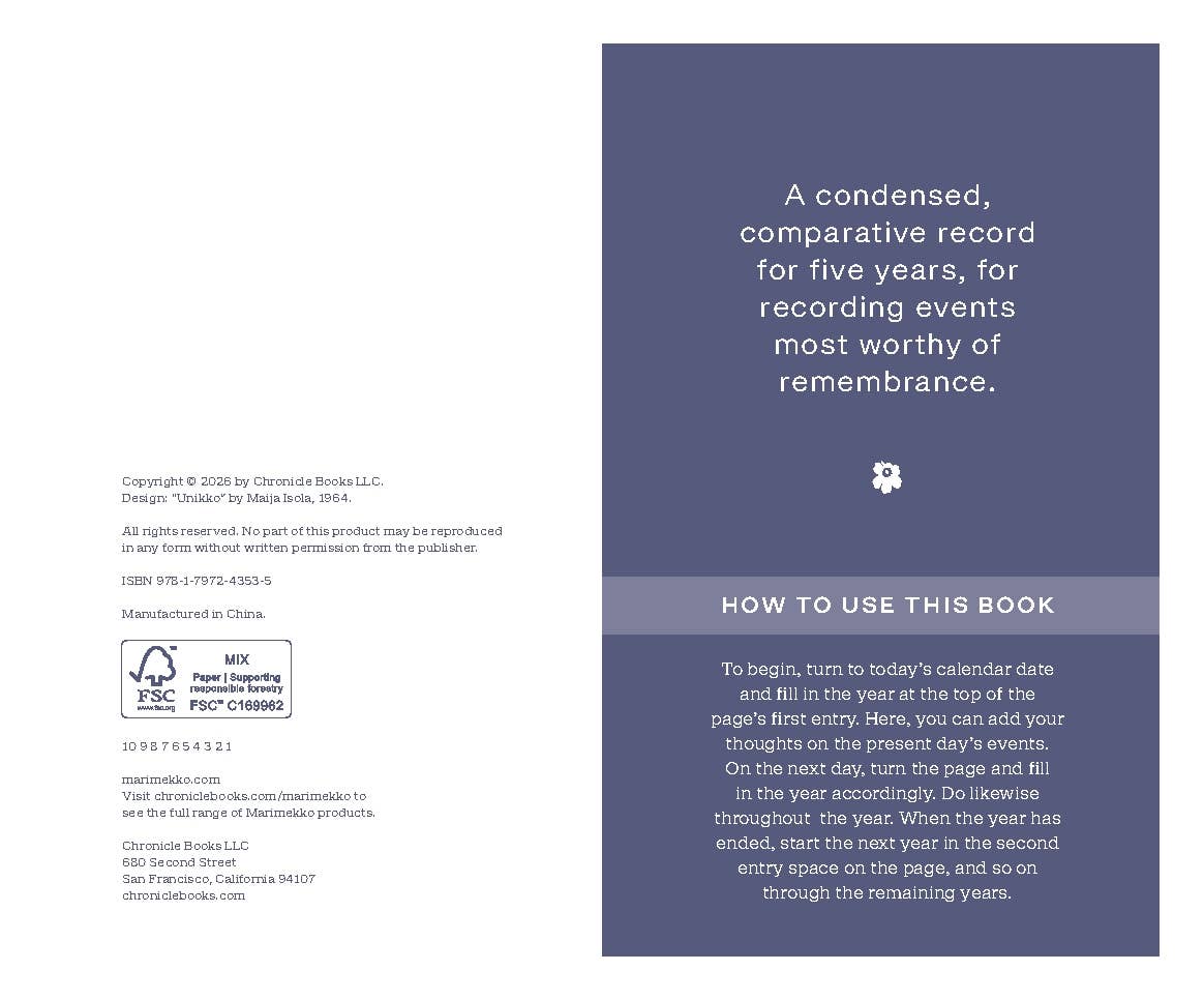 MARIMEKKO JOURNAL W/LINES - UNIKKO BLUE